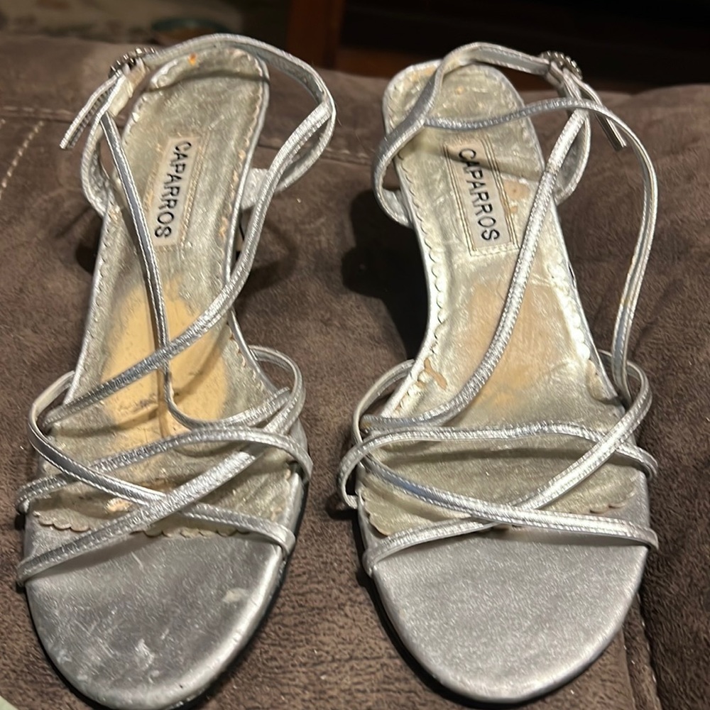 silver formal sandals